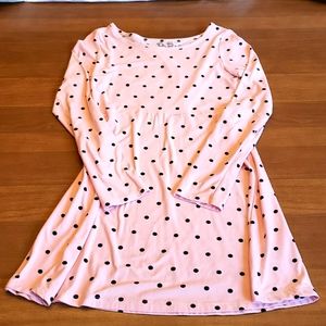 Super Soft Pink with Black Polka-dot Long Sleeved Dress Girls Size 12